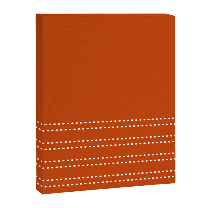 Zoe Painted Dot Stripes Minimalist Pattern in Burnt Orange and White Canvas Print Gallery Image 1