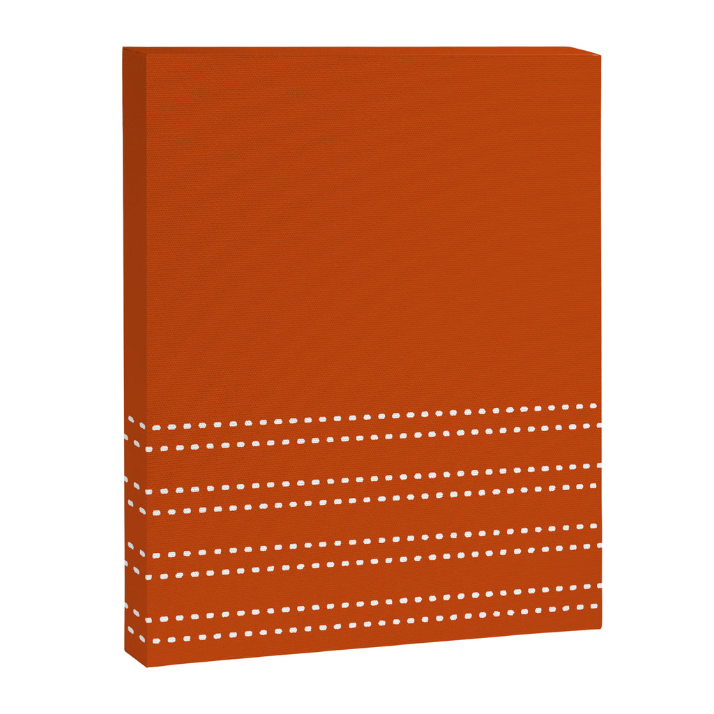 Zoe Painted Dot Stripes Minimalist Pattern in Burnt Orange and White Canvas Print Gallery Image 8
