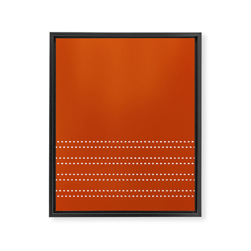 Zoe Painted Dot Stripes Minimalist Pattern in Burnt Orange and White Framed Canvas Print Gallery Image 8