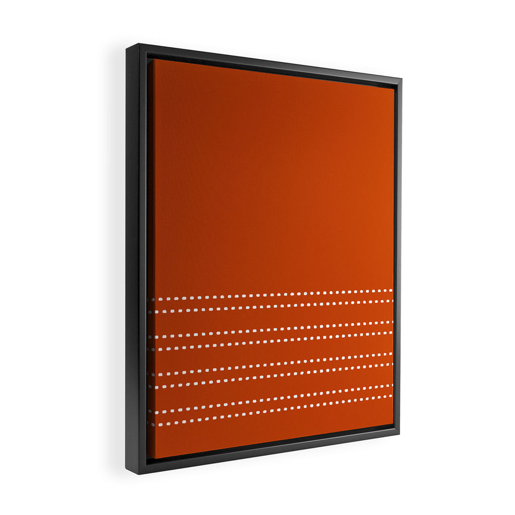 Zoe Painted Dot Stripes Minimalist Pattern in Burnt Orange and White Framed Canvas Print Gallery Image 2
