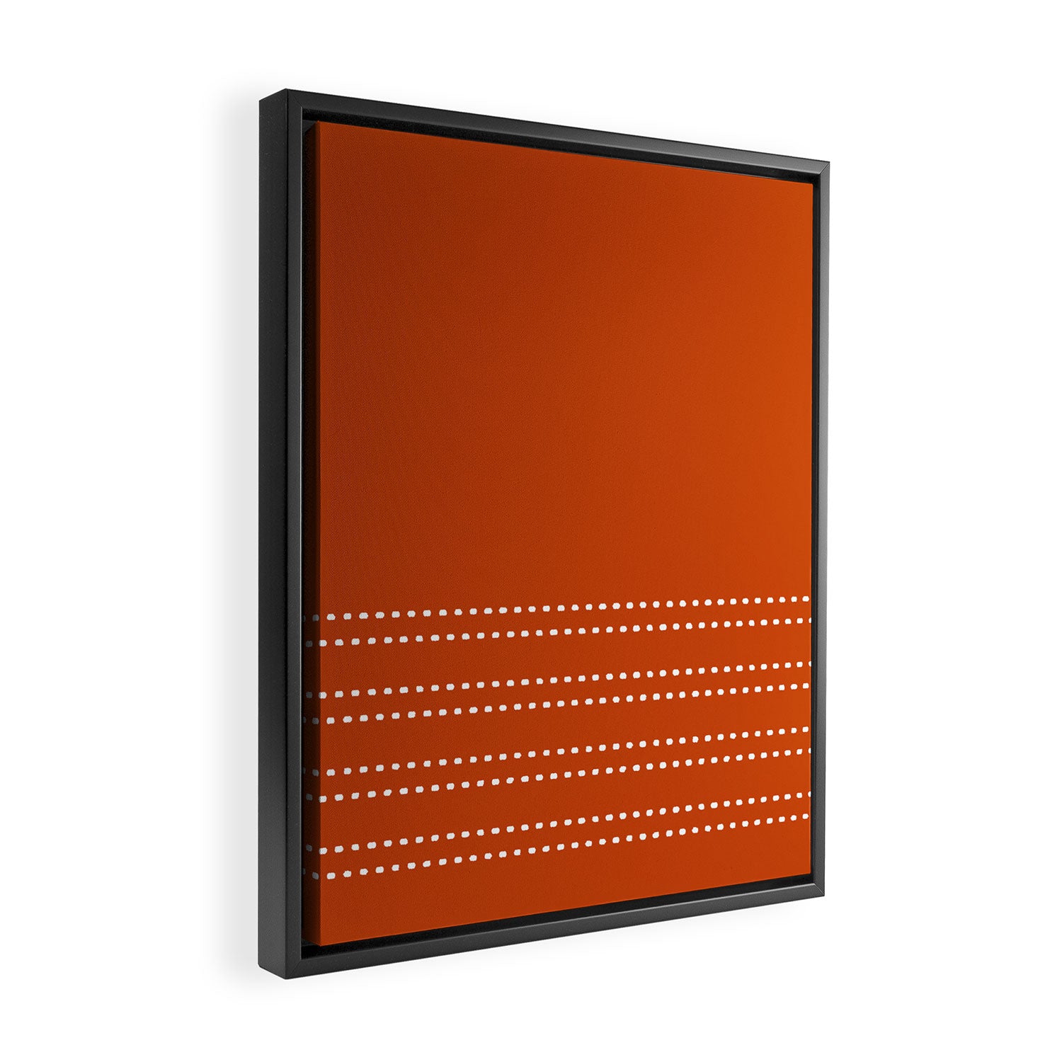 Zoe Painted Dot Stripes Minimalist Pattern in Burnt Orange and White Framed Canvas Print Gallery Image 2