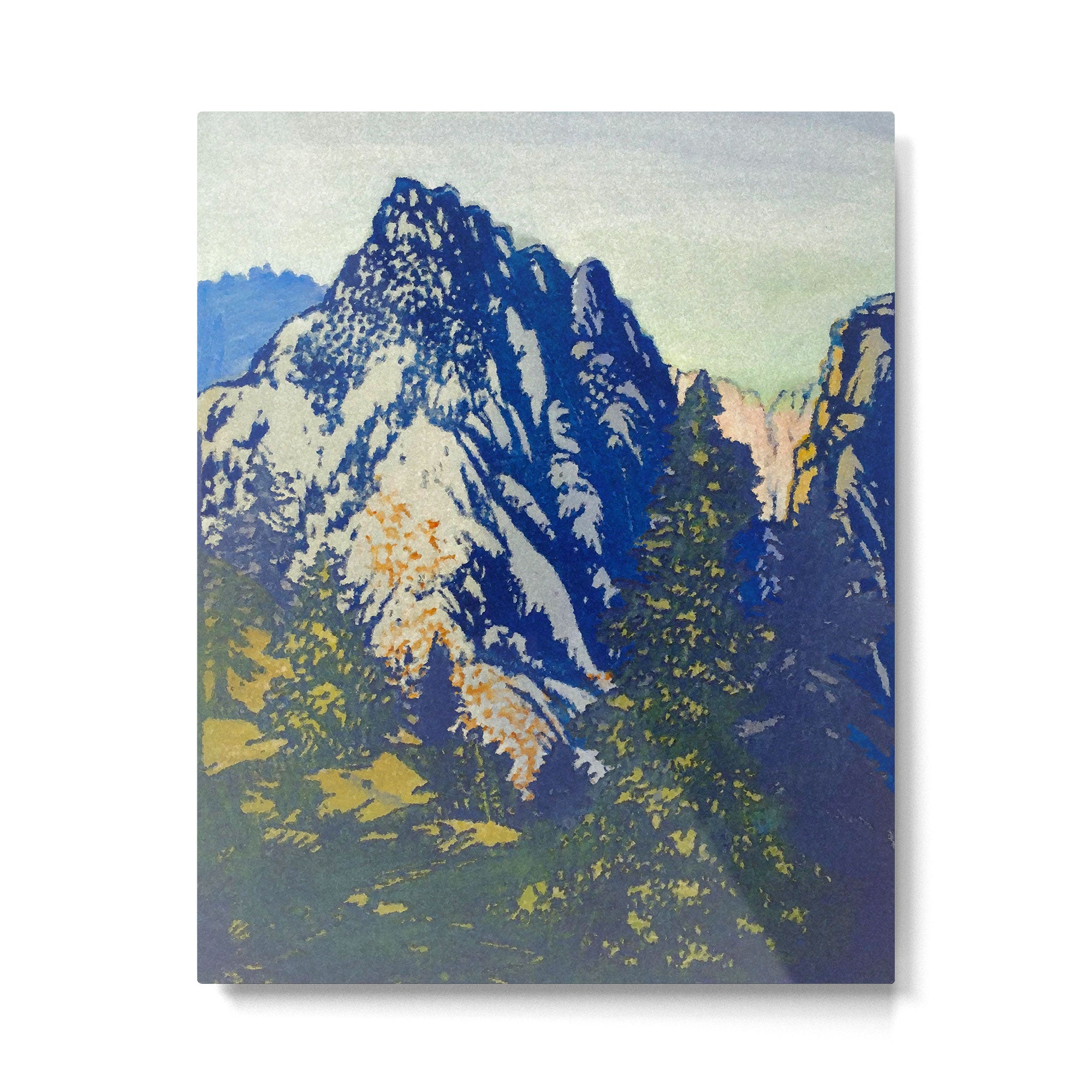  A Departure I - Mountain & Forest Nature Ukiyo Landscape in Blue, Green & Grey Metal Print Gallery Image 6