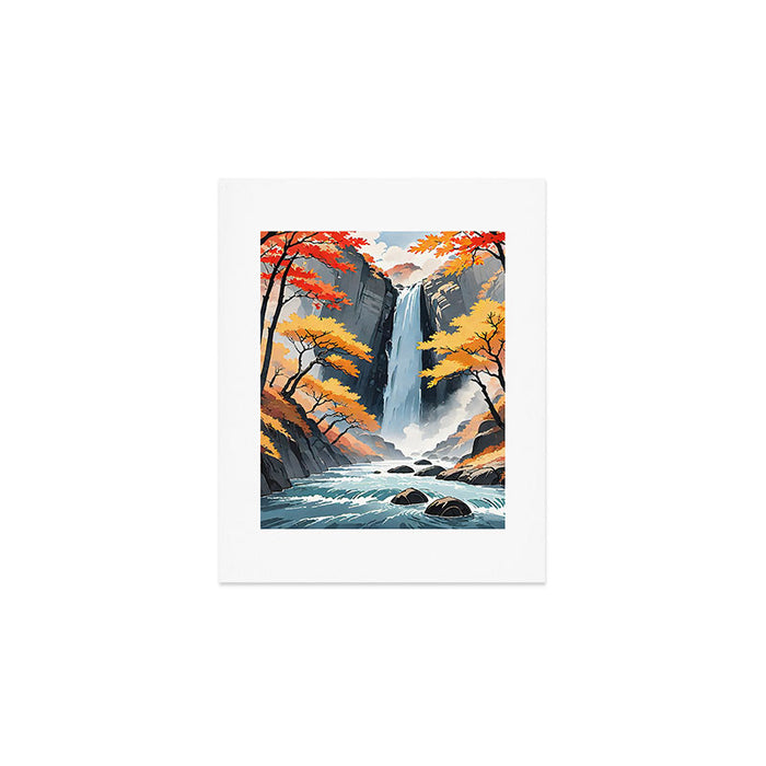 Autumn Falls - A Contemporary Ukiyo-e Nature Landscape Art Print Gallery Image 1