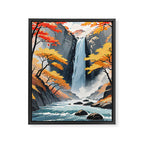 Autumn Falls - A Contemporary Ukiyo-e Nature Landscape Framed Canvas Print Gallery Image 8