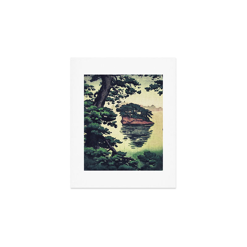 Autumn Rain in Yama - Summer Green Island Forest Ukiyoe Nature Landscape Art Print Gallery Image 1