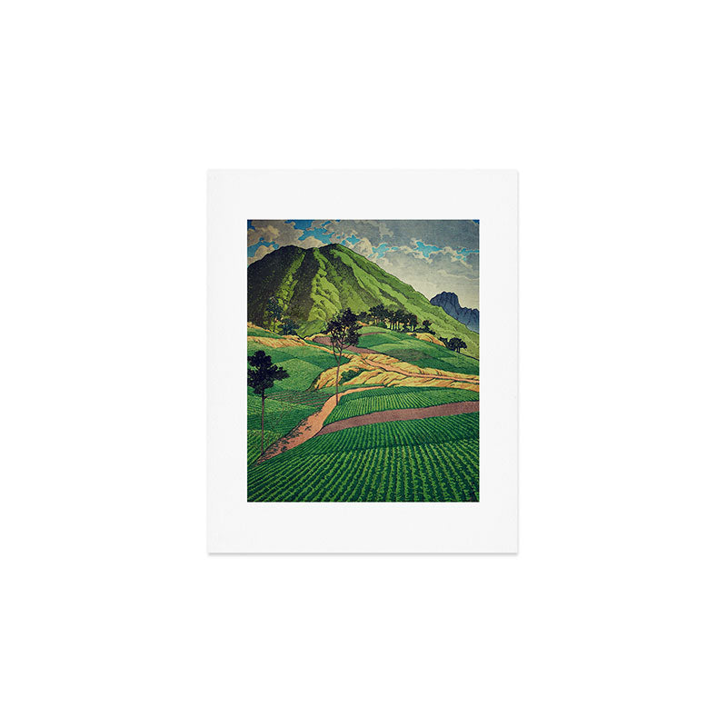 Crossing people's land in Iksey - Summer Green Mountain Ukiyoe Nature Landscape Art Print Gallery Image 1