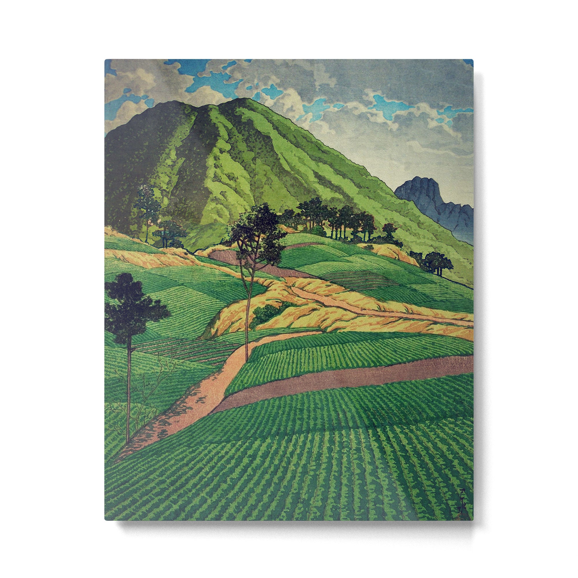 Crossing people's land in Iksey - Summer Green Mountain Ukiyoe Nature Landscape Metal Print Gallery Image 4
