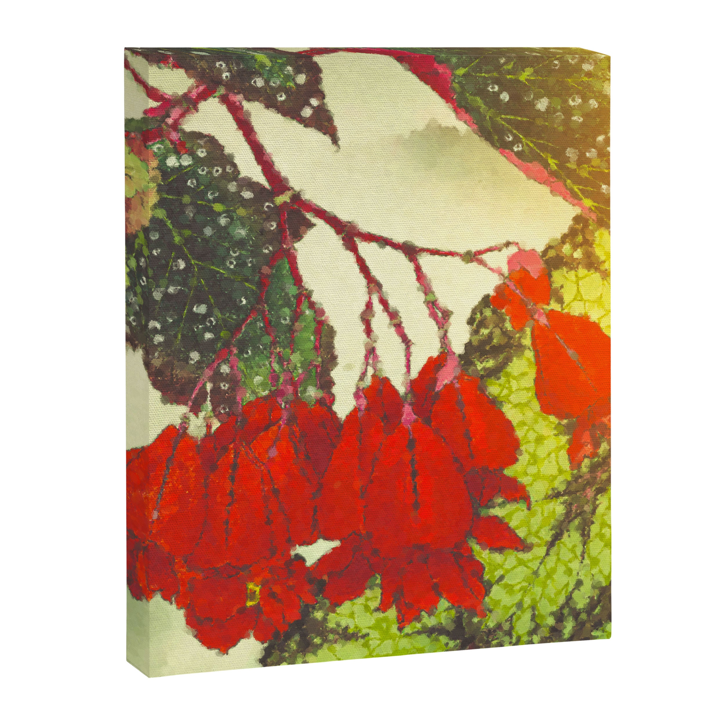 Deep Within - Flowers in the Mist -  Ukiyo Nature Landscape  in Red, Green, Yellow & Orange Canvas Print Gallery Image 8