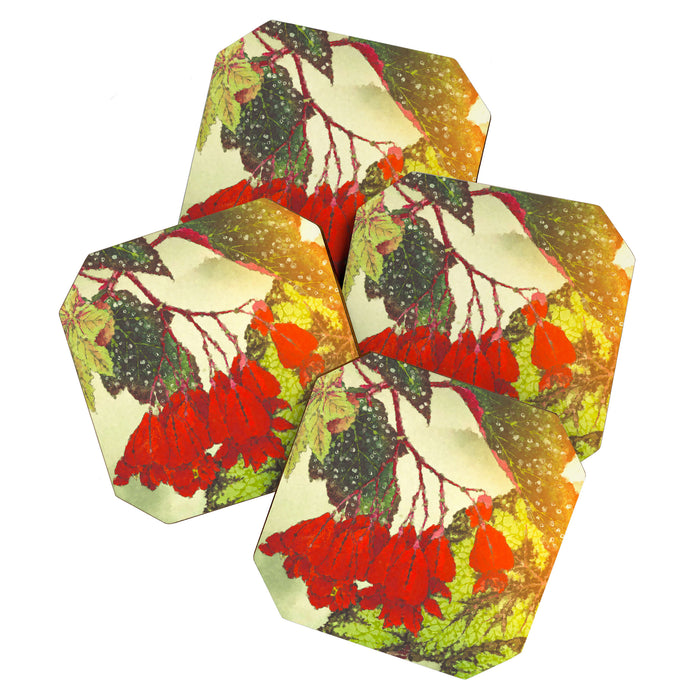 Deep Within - Flowers in the Mist -  Ukiyo Nature Landscape  in Red, Green, Yellow & Orange Coaster Gallery Image 1