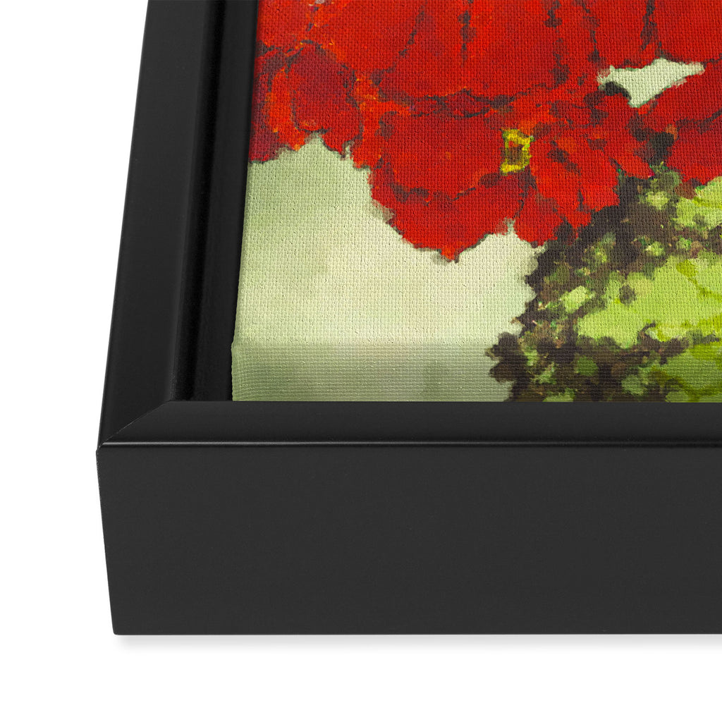 Deep Within - Flowers in the Mist -  Ukiyo Nature Landscape  in Red, Green, Yellow & Orange Framed Canvas Print Gallery Image 3