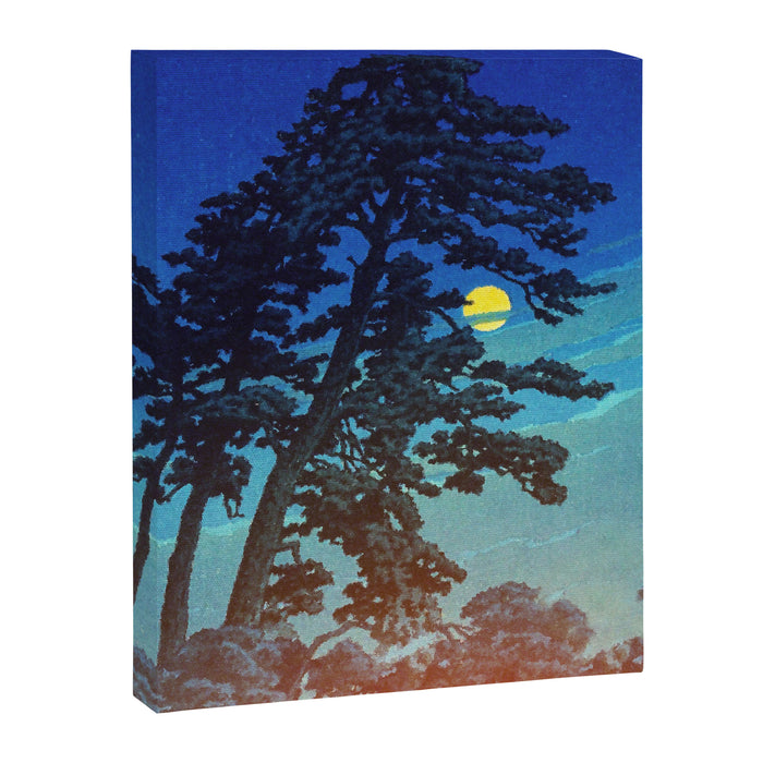 Full Moon Rising - Nature Ukiyo Landscape in Blue & Black Canvas Print Gallery Image 1