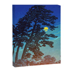 Full Moon Rising - Nature Ukiyo Landscape in Blue & Black Canvas Print Gallery Image 8