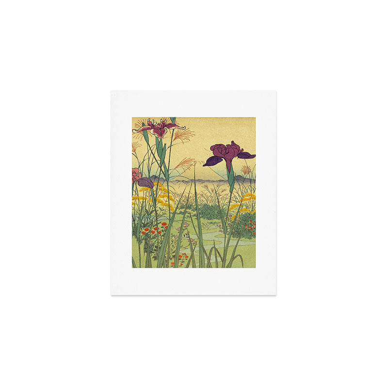 Hankjin Views - Nature Ukiyo Landscape in Green, Purple, Yellow & Orange Art Print Gallery Image 1