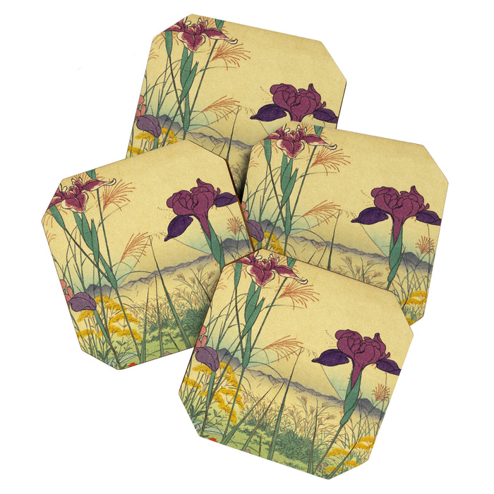 Hankjin Views - Nature Ukiyo Landscape in Green, Purple, Yellow & Orange Coaster Gallery Image 1