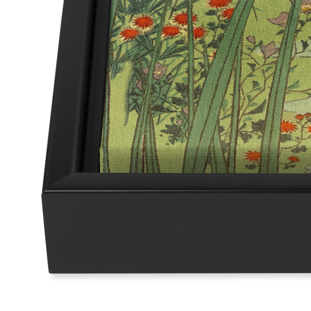Hankjin Views - Nature Ukiyo Landscape in Green, Purple, Yellow & Orange Framed Canvas Print Gallery Image 3
