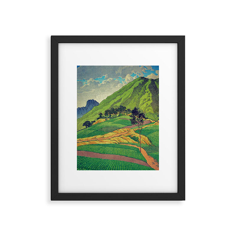 Iksey Crossing - Summer Green Mountain Ukiyoe Nature Landscape Framed Art Print Gallery Image 5