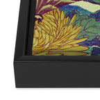 Ocean Behind Flowers at Zijhin  - Nature Ukiyo Landscape in Nature Ukiyo Landscape in Blue, Yellow, Gold, Green, Red and Orange Framed Canvas Print Gallery Image 3