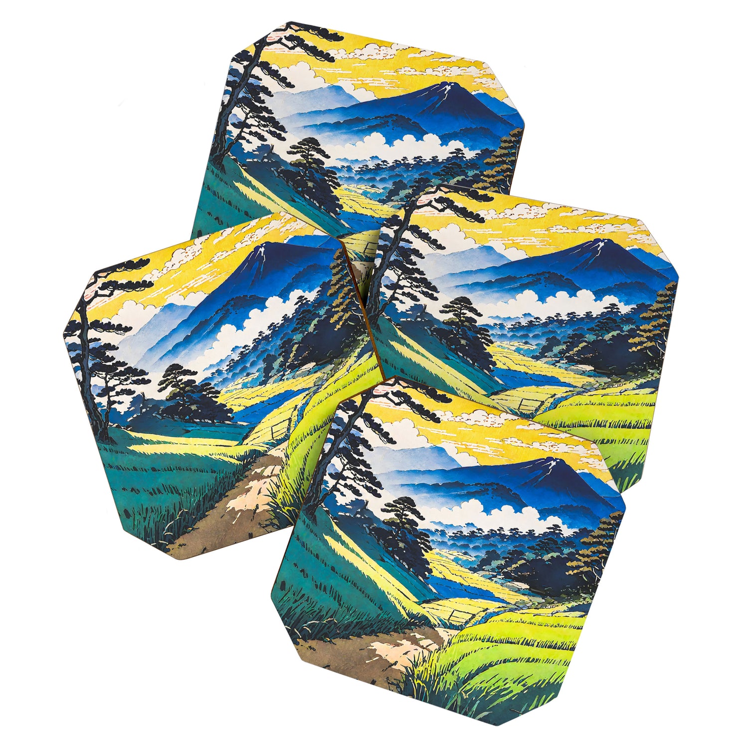 On the Return to Hokiriukiyo - A Contemporary Ukiyo-e Nature Landscape Coaster Gallery Image 1