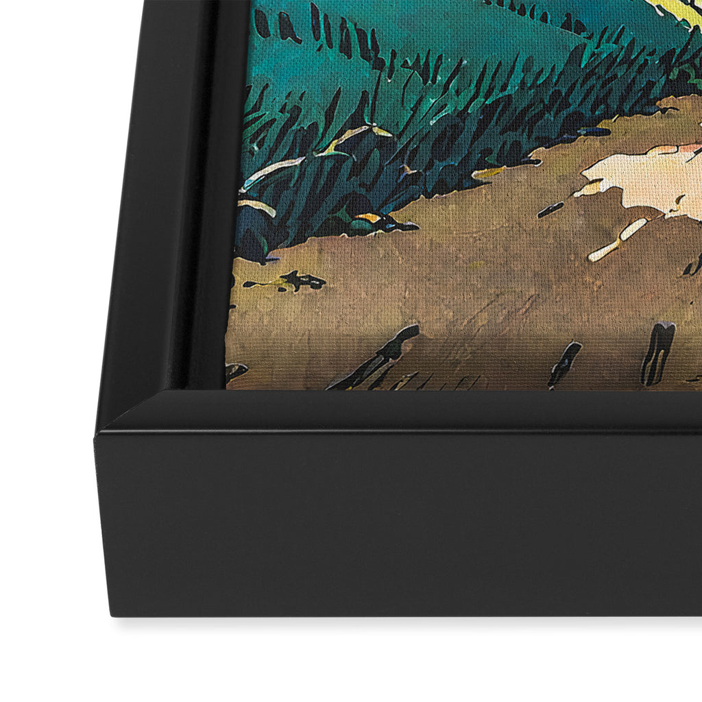 On the Return to Hokiriukiyo - A Contemporary Ukiyo-e Nature Landscape Framed Canvas Print Gallery Image 3