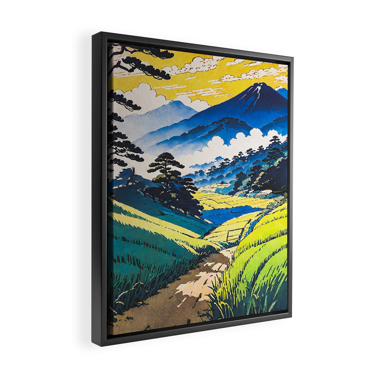 On the Return to Hokiriukiyo - A Contemporary Ukiyo-e Nature Landscape Framed Canvas Print Gallery Image 2