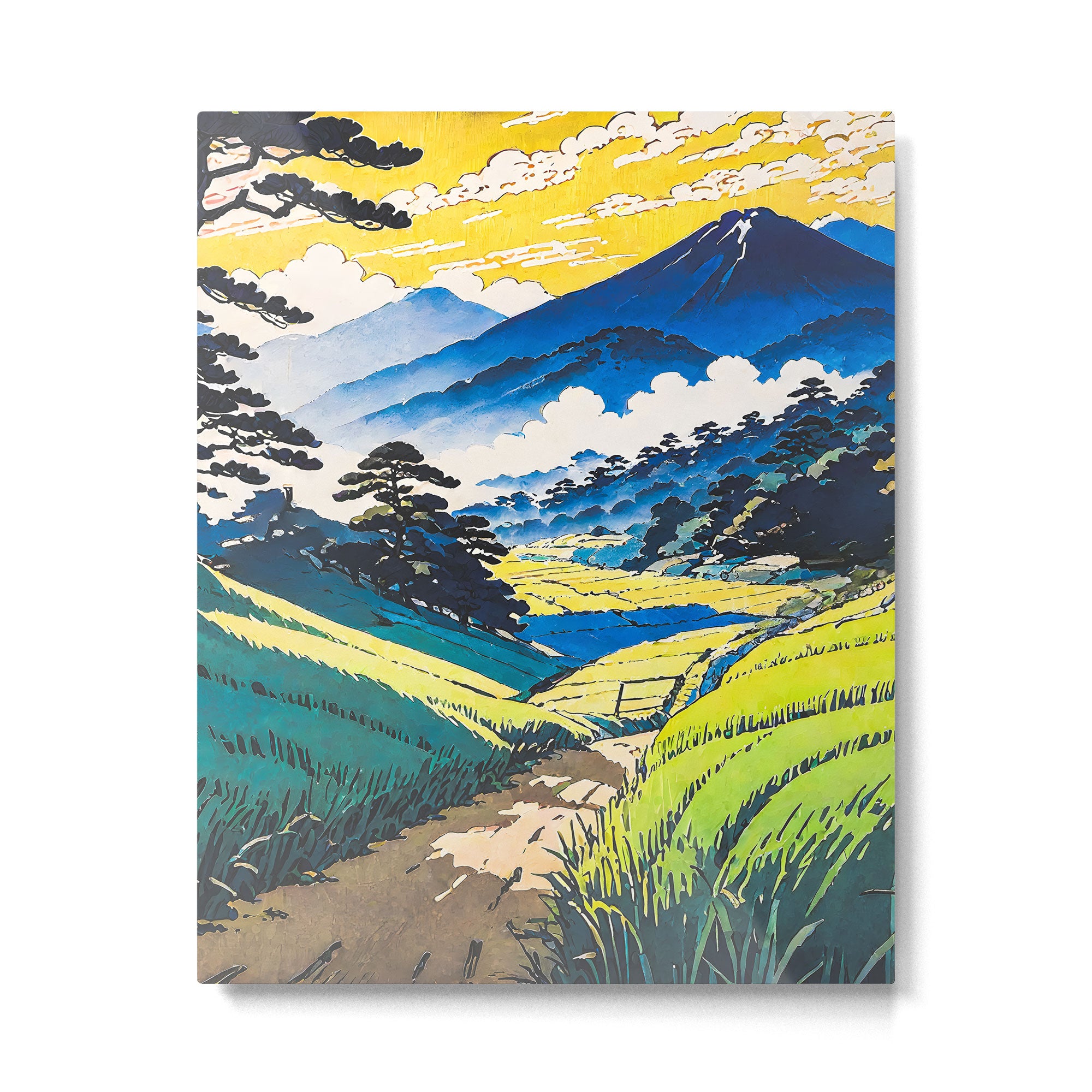 On the Return to Hokiriukiyo - A Contemporary Ukiyo-e Nature Landscape Metal Print Gallery Image 6