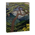 The Downwards Climbing - Summer Tree & Mountain Ukiyoe Nature Landscape in Green Canvas Print Gallery Image 3
