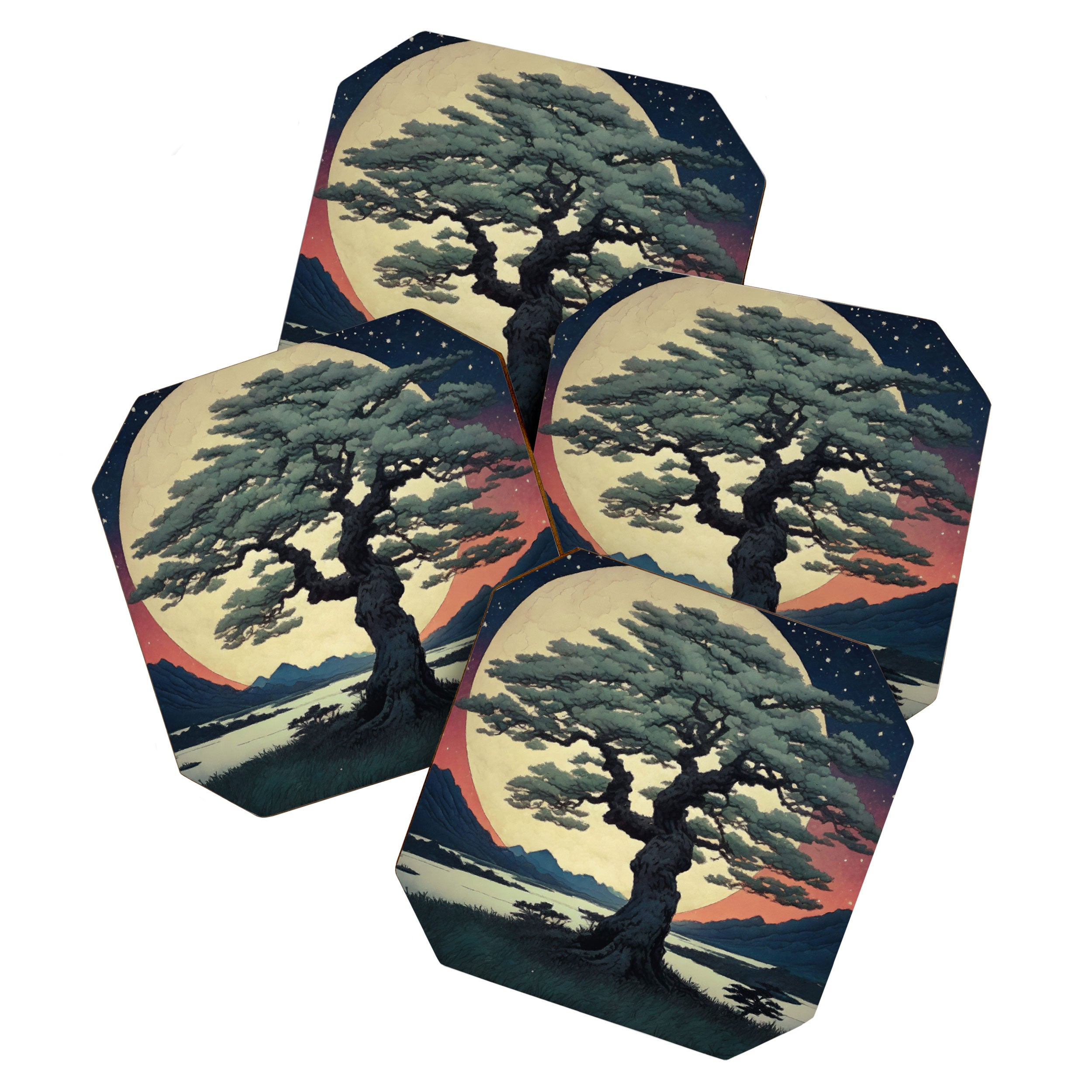 The Night Father - A Contemporary Ukiyo-e Nature Landscape Coaster Gallery Image 1