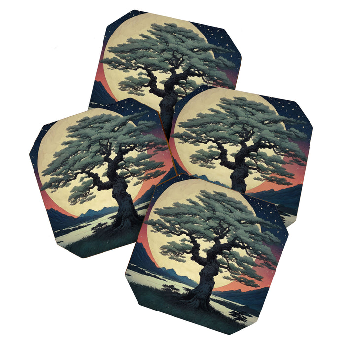 The Night Father - A Contemporary Ukiyo-e Nature Landscape Coaster Gallery Image 1