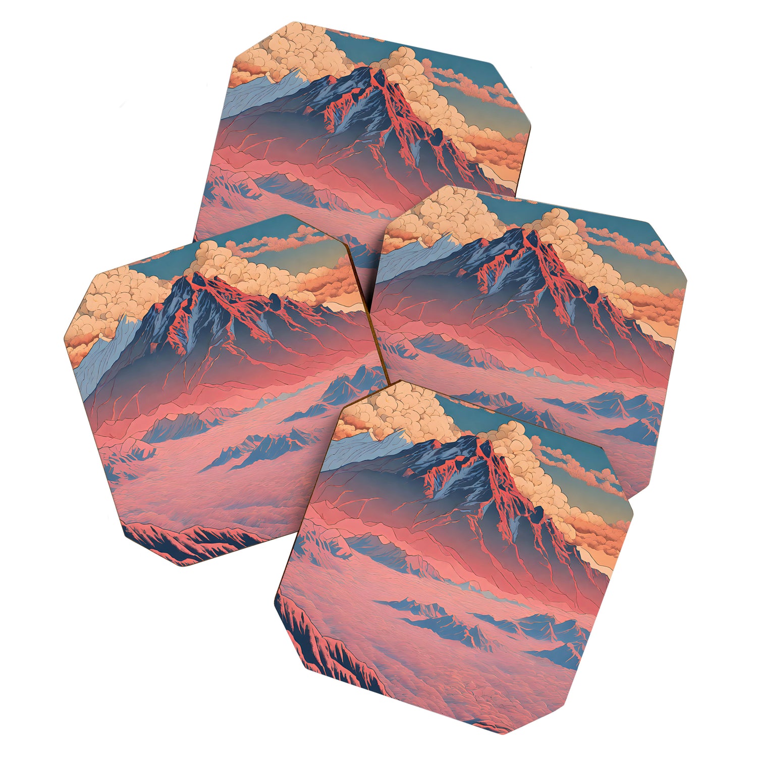 The Red - A Contemporary Ukiyo-e Nature Landscape Coaster Gallery Image 1