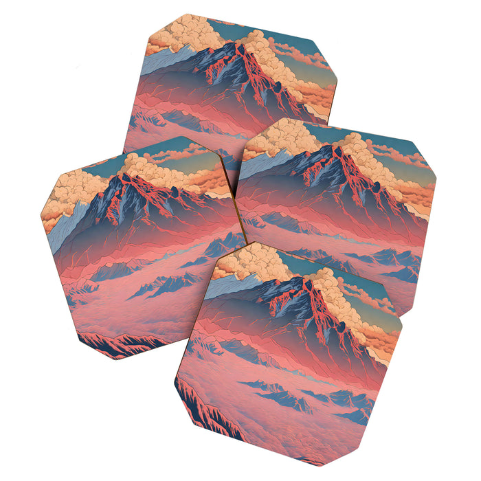 The Red - A Contemporary Ukiyo-e Nature Landscape Coaster Gallery Image 1