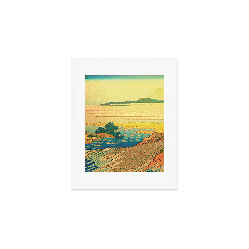 Waters of Goh - Ocean Nature Landscape in Yellow and Blue Art Print Gallery Image 1