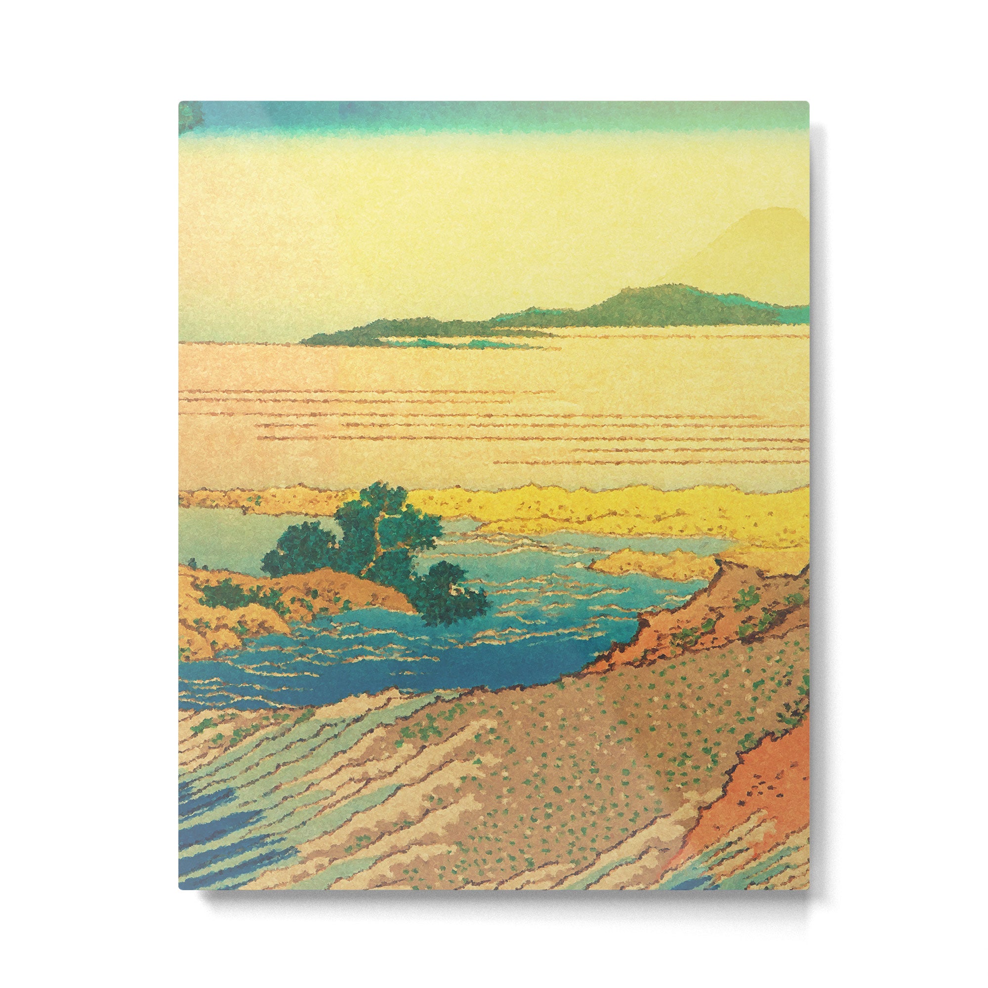 Waters of Goh - Ocean Nature Landscape in Yellow and Blue Metal Print Gallery Image 6