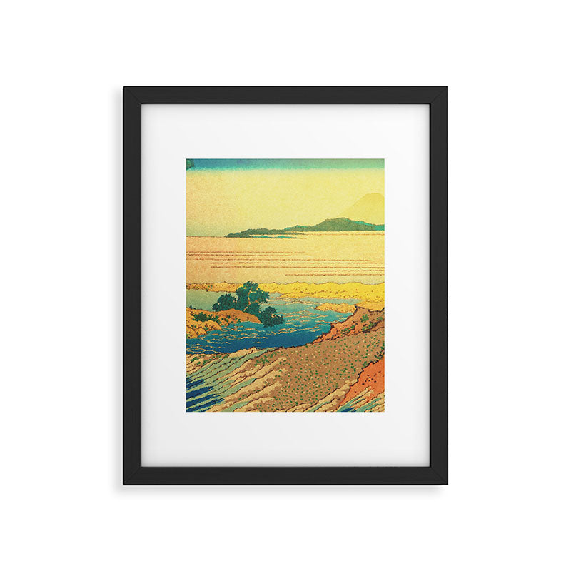 Waters of Goh - Ocean Nature Landscape in Yellow and Blue Framed Art Print Gallery Image 6