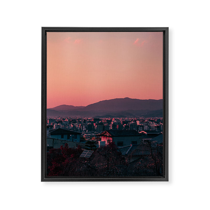 Kyoto sunset Framed Canvas Print