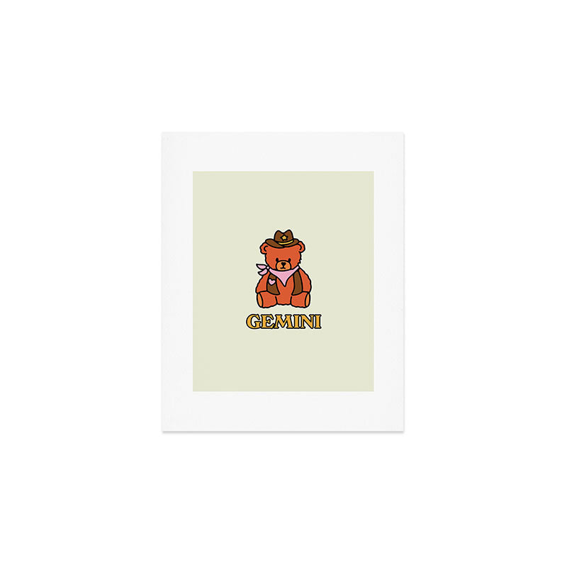 Gemini Teddy Bear Art Print Gallery Image 1