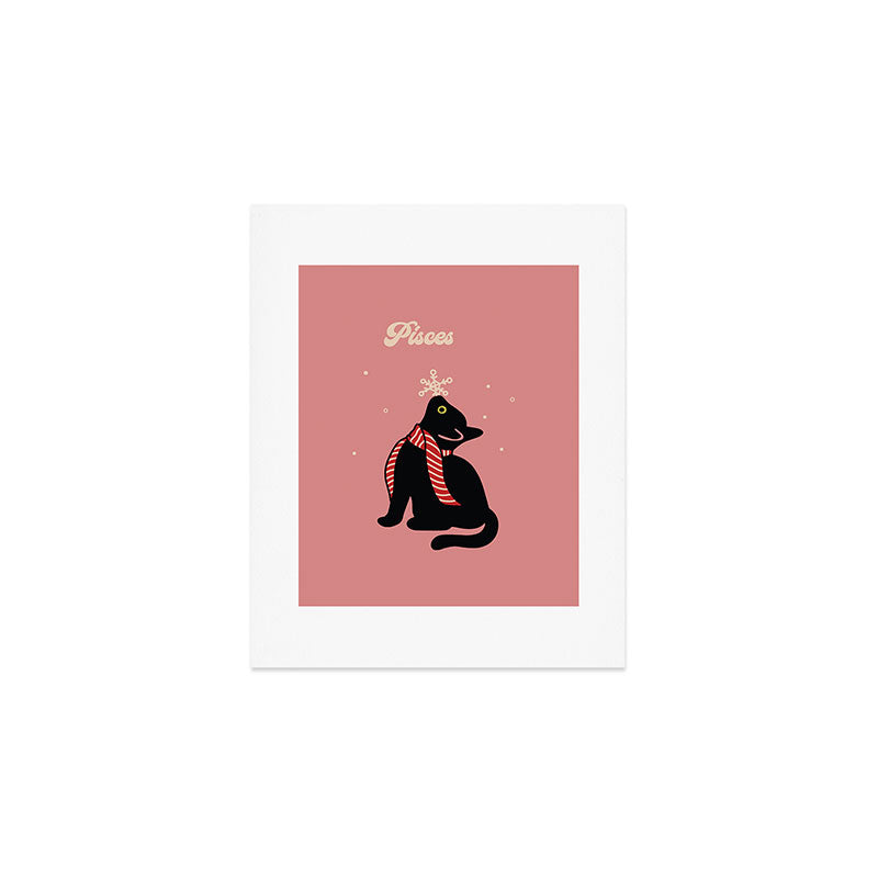 Pisces Xmas Cat Art Print Gallery Image 1