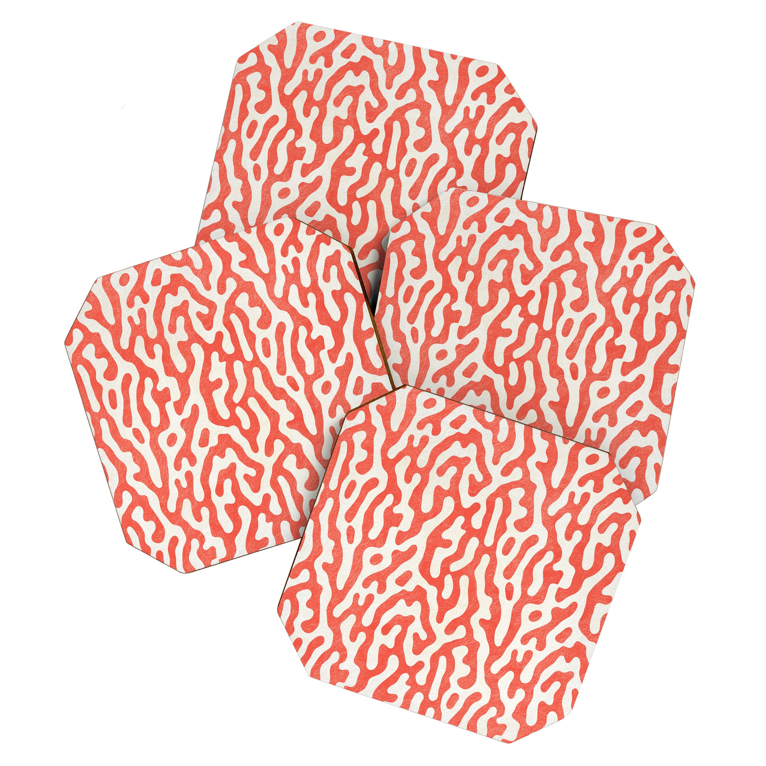 Living Coral Organic Pattern 2 Coaster Gallery Image 1