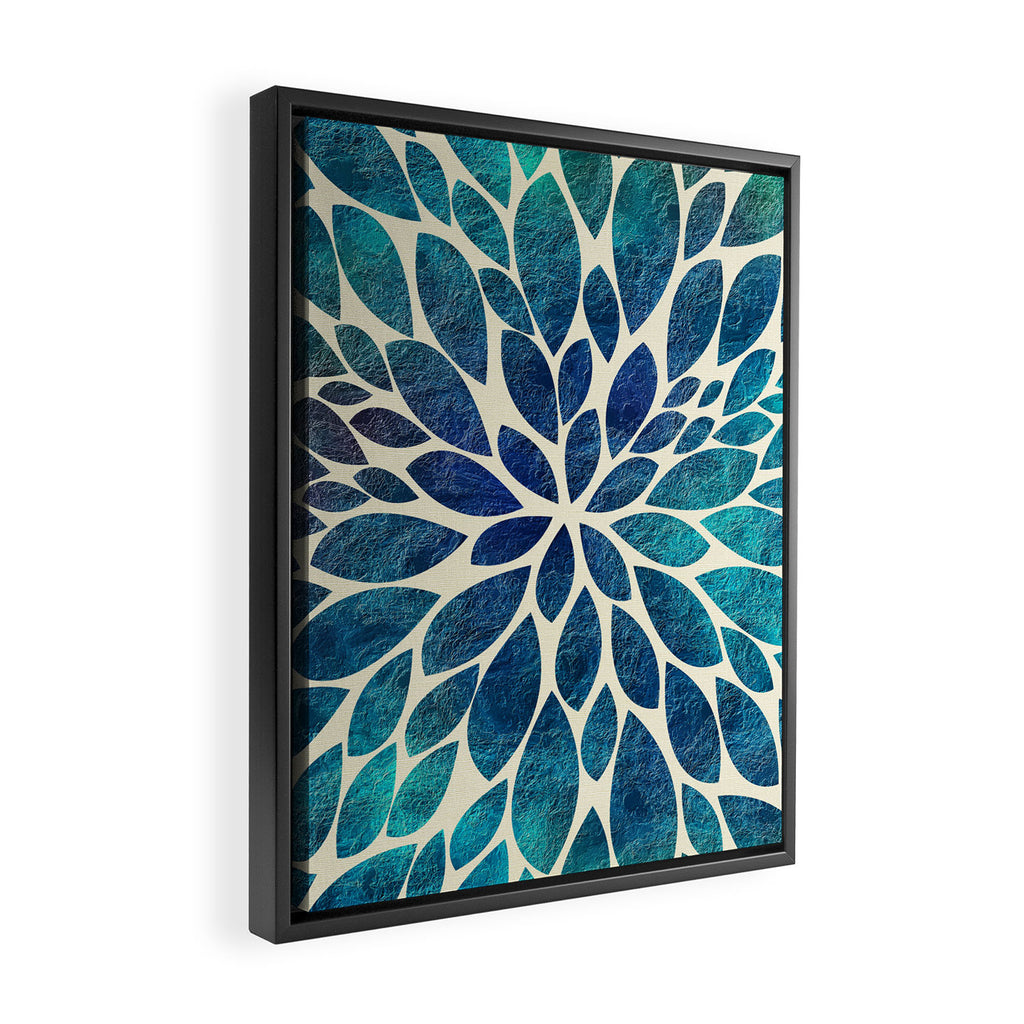 Petal Burst - Turquoise Framed Canvas Print Gallery Image 2