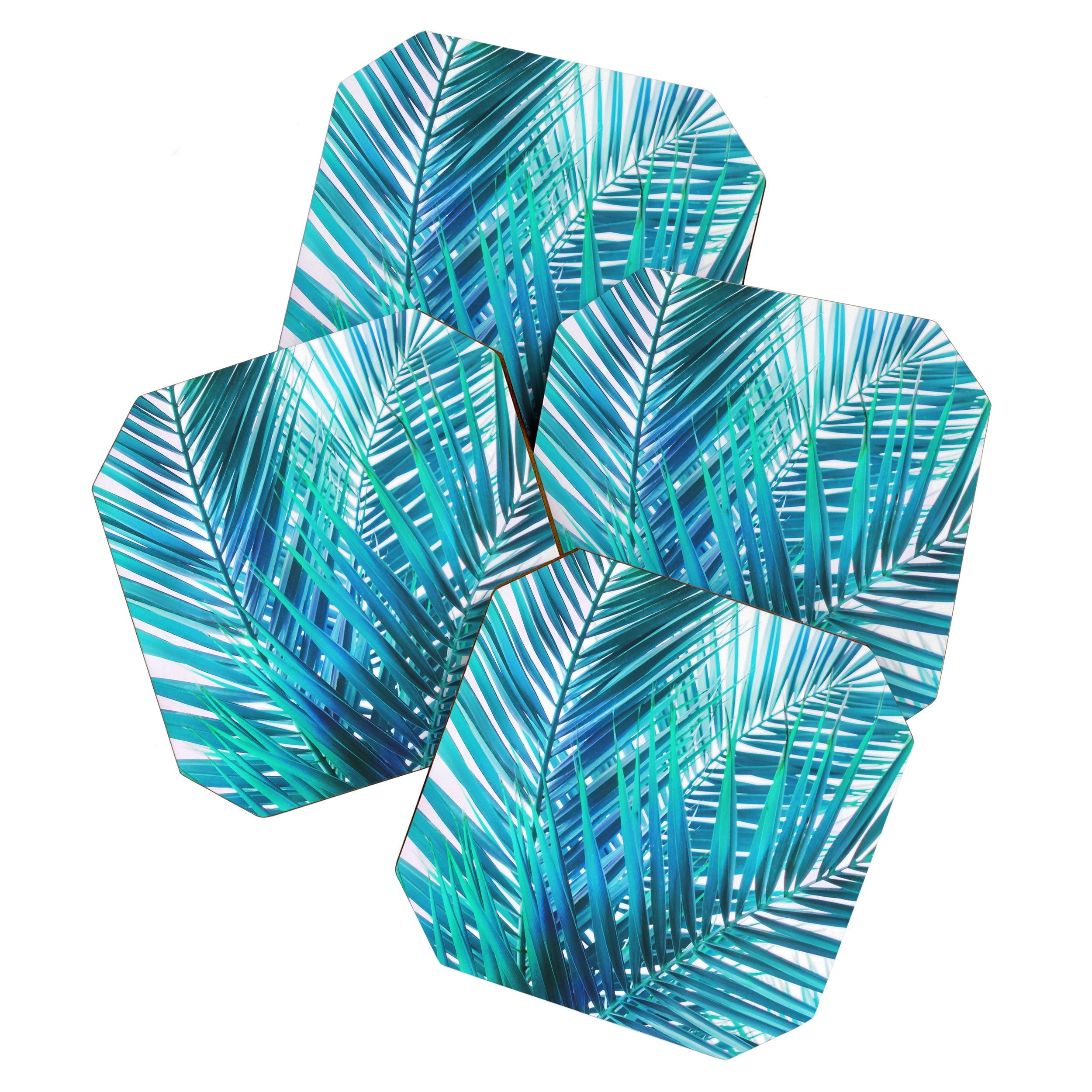 Turquoise Palm Leaves Coaster Gallery Image 1