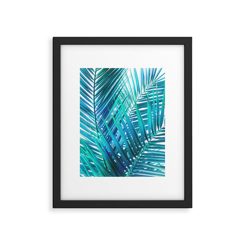 Turquoise Palm Leaves Framed Art Print Gallery Image 6