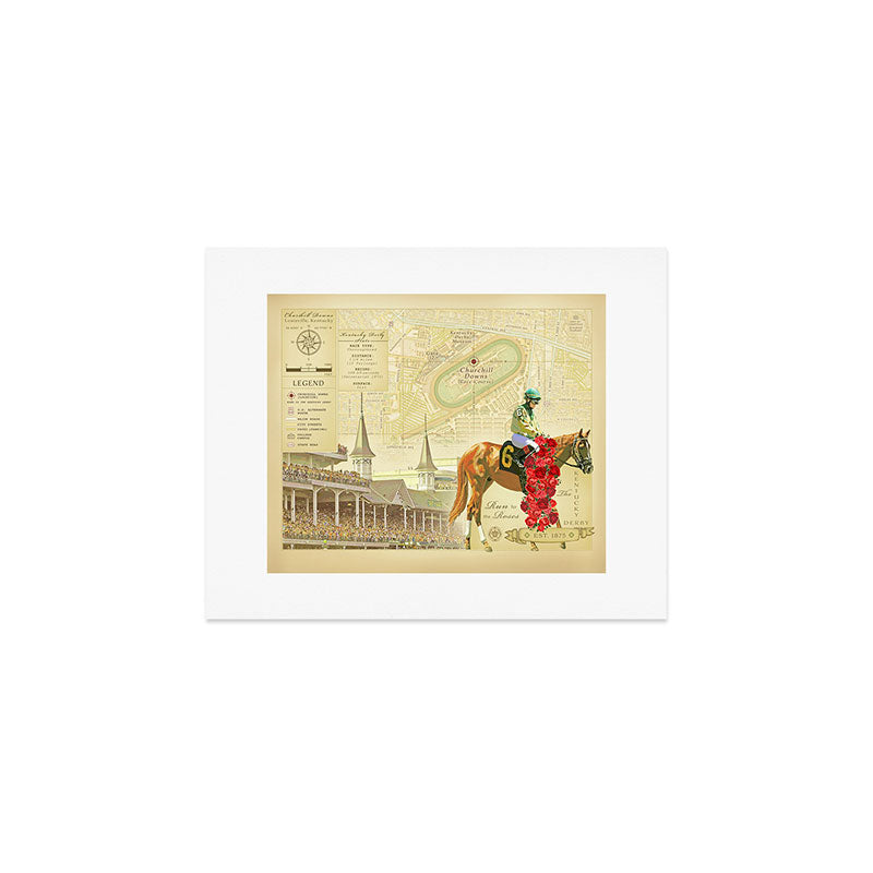 Artistic Kentucky Derby [vintage inspired] Map print Art Print Gallery Image 1