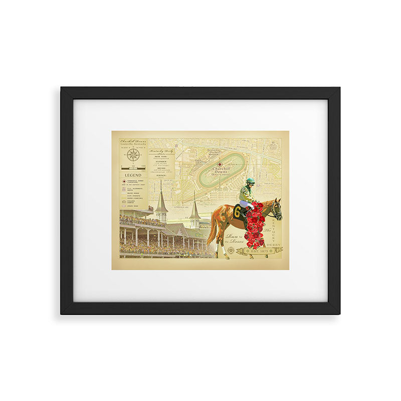 Artistic Kentucky Derby [vintage inspired] Map print Framed Art Print Gallery Image 5