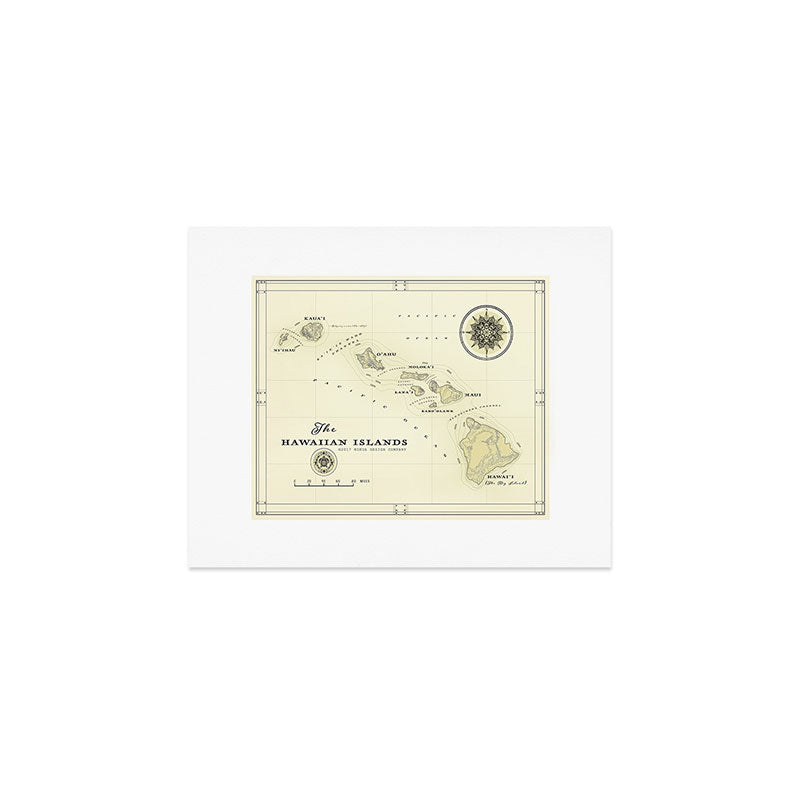 Hawaiian Islands [vintage inspired] map print Art Print Gallery Image 1