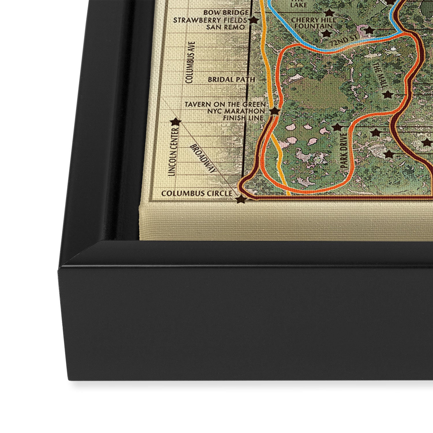 NYC's Central Park [Vintage Inspired] "San Remo" Running route map Framed Canvas Print Gallery Image 3