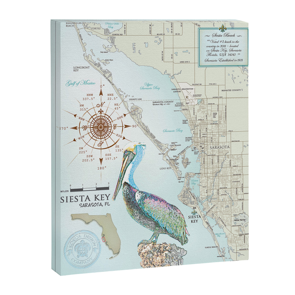 Sarasota & Siesta Key Area Map Canvas Print Gallery Image 6