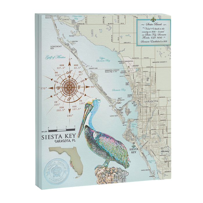 Sarasota & Siesta Key Area Map Canvas Print Gallery Image 1