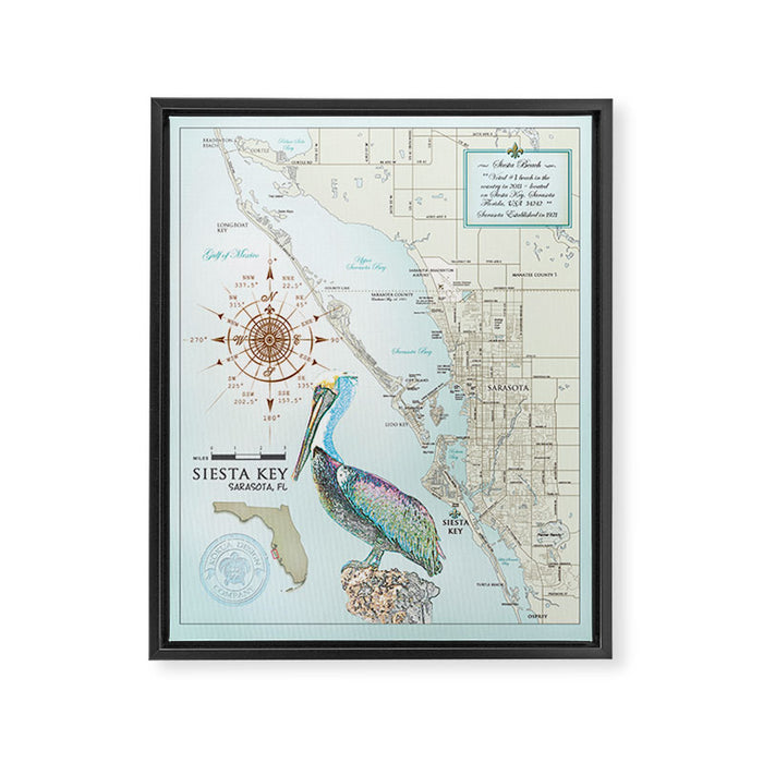 Sarasota & Siesta Key Area Map Framed Canvas Print Gallery Image 1