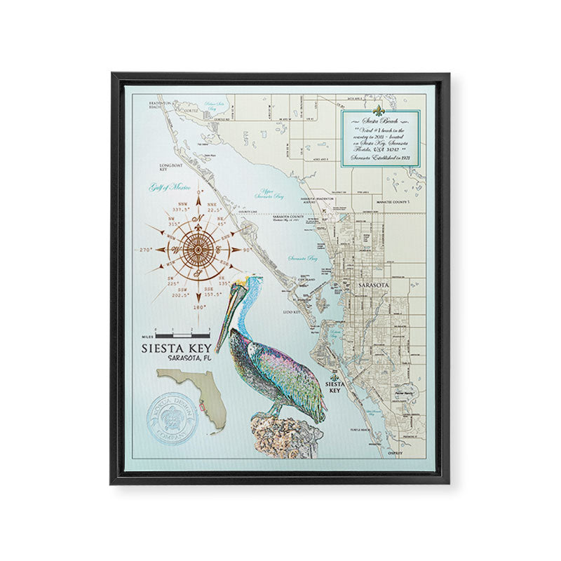 Sarasota & Siesta Key Area Map Framed Canvas Print Gallery Image 6