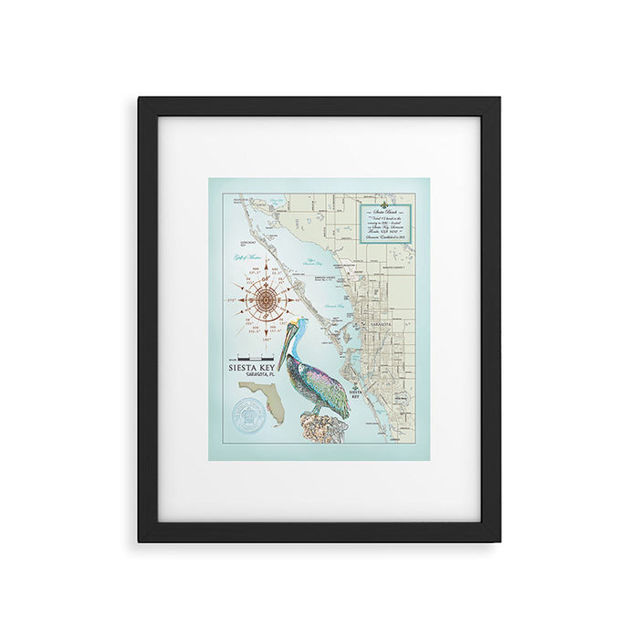 Sarasota & Siesta Key Area Map Framed Art Print Gallery Image 1