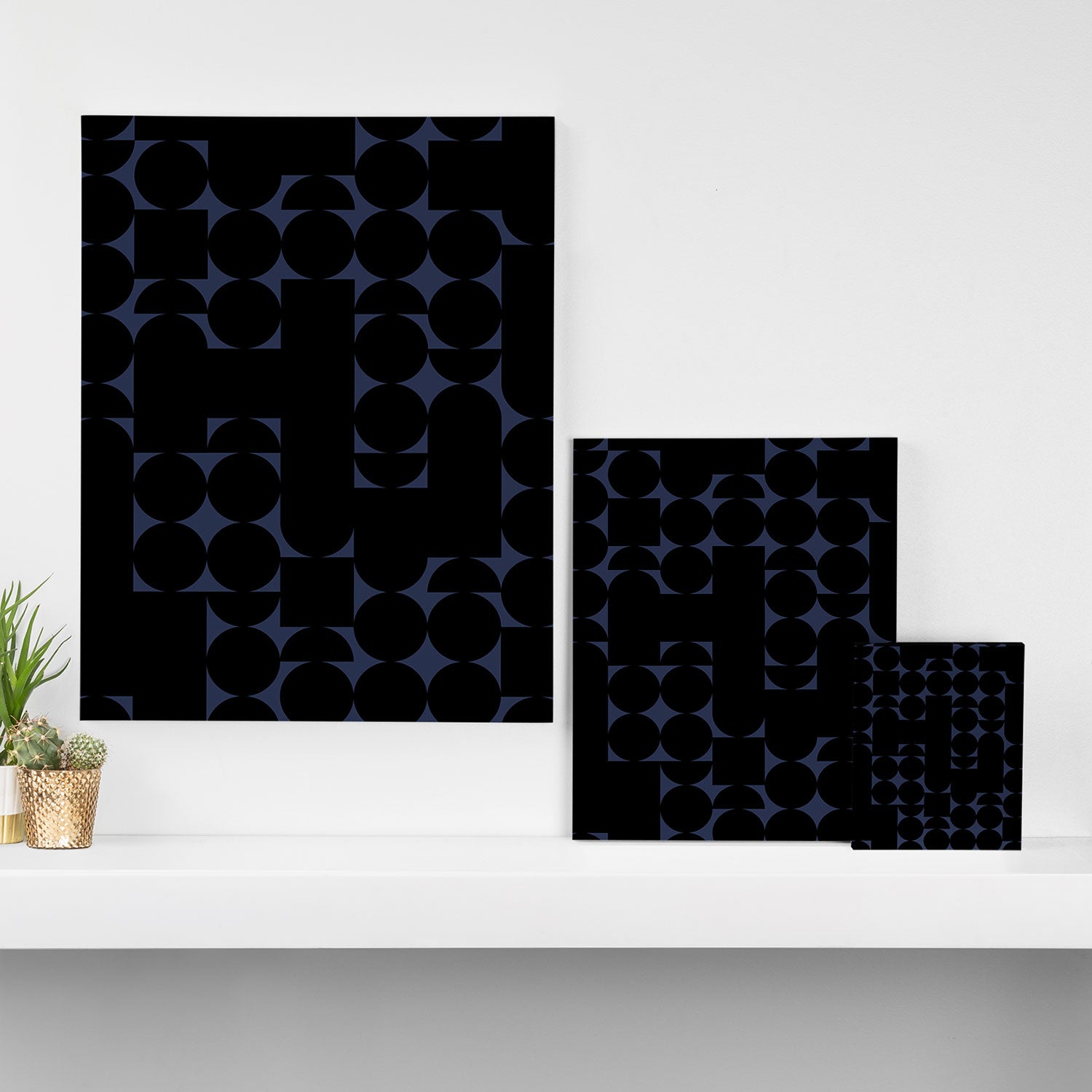 Midcentury modern geometric 01 black Canvas Print Gallery Image 3